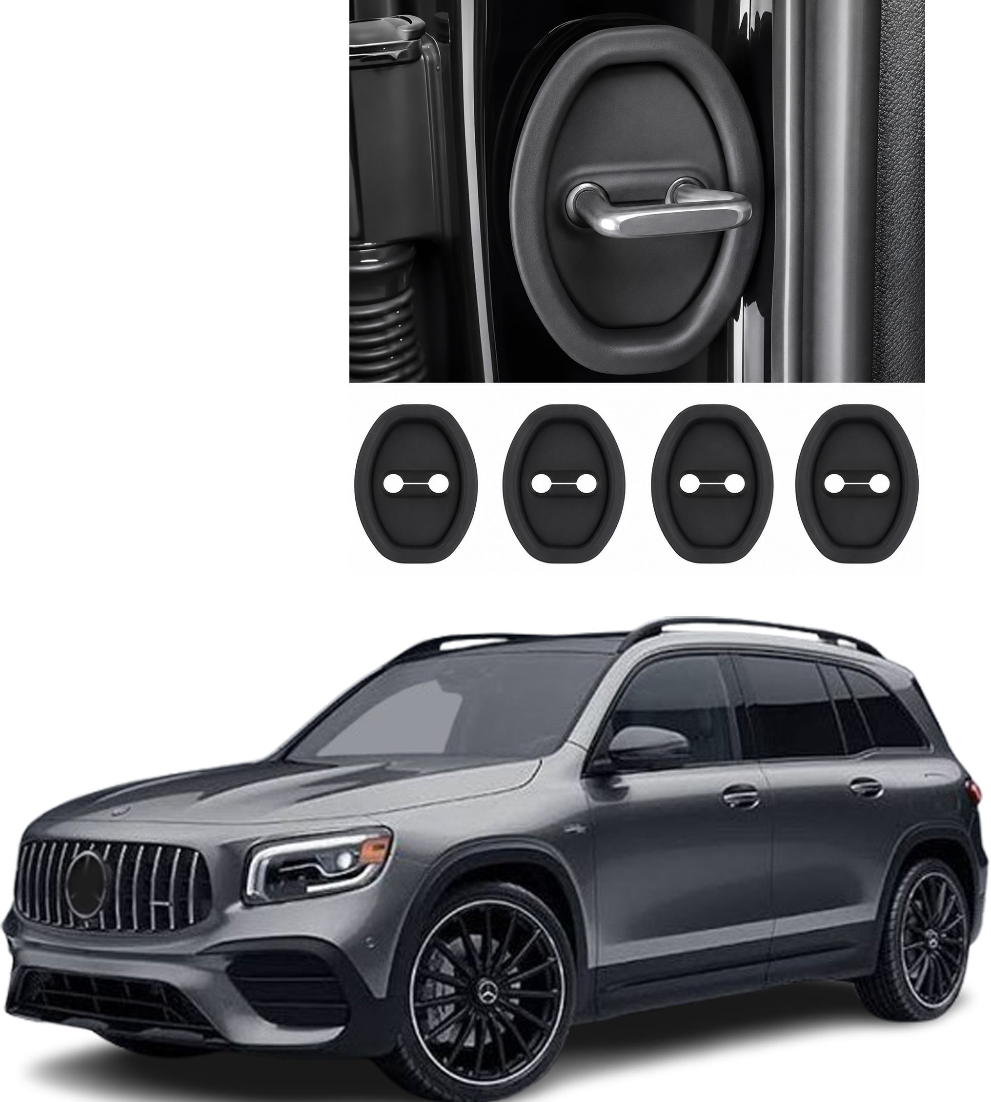 Car Door Lock Cover Silicone Door Lock Buckle Protector For GLB 35 Car Door Lock Actuator-image-23