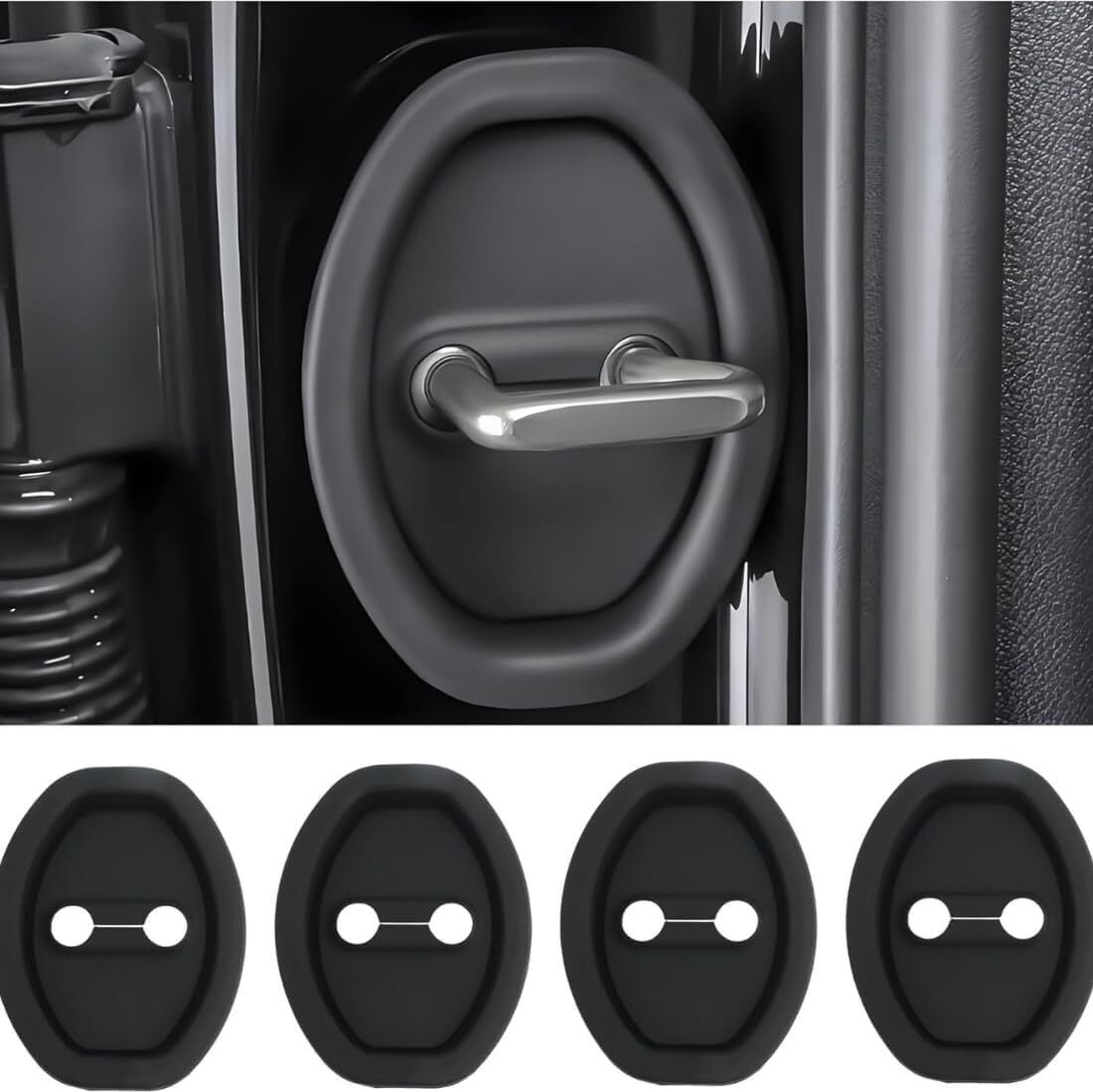 4pcs Silicone Car Door Latch Protective Covers Waterproof Car Pet Door Protector-image-41