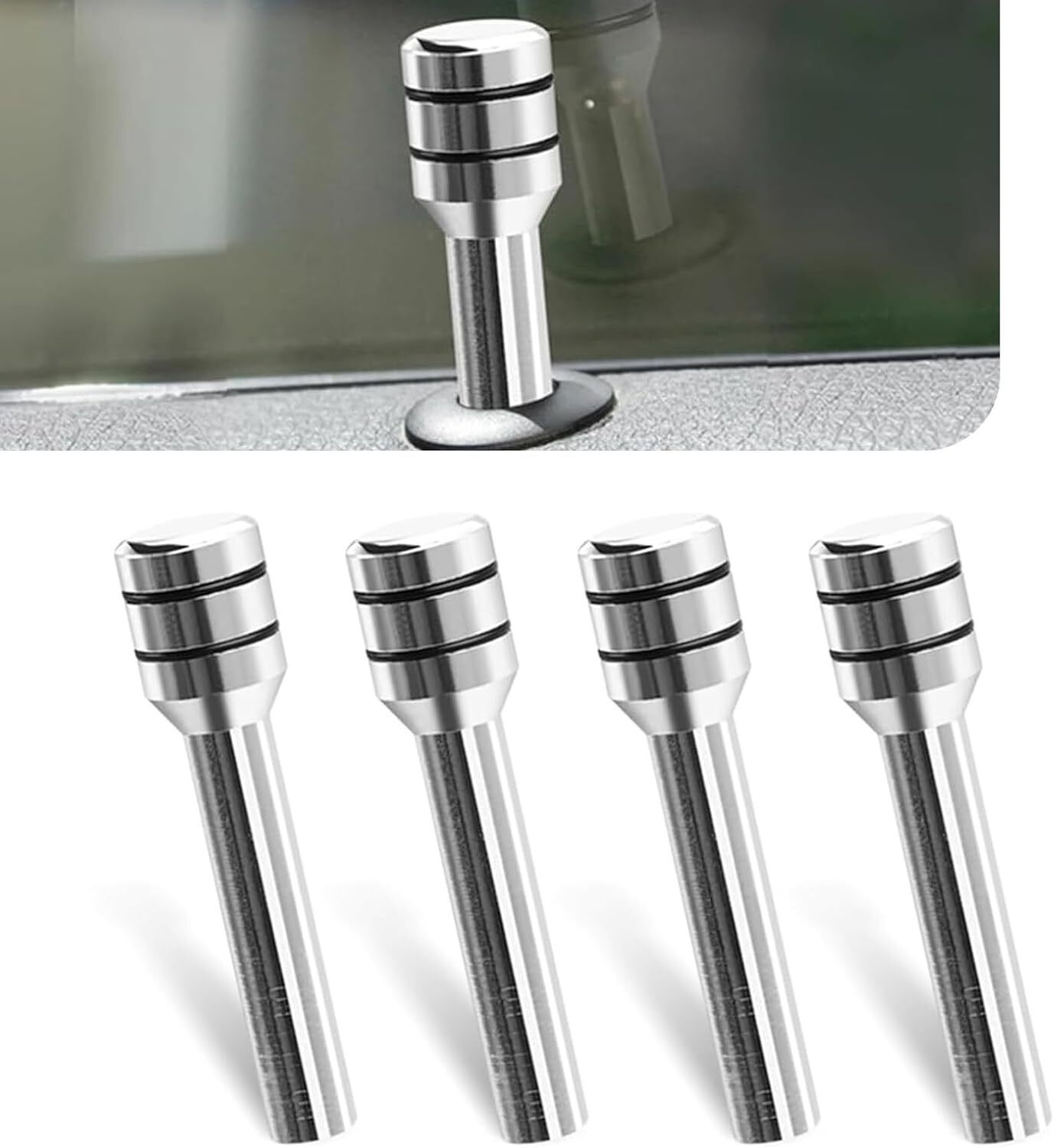 animaze 4Pcs Universal Aluminum Alloy Interior Car Door Lock Knob Pull Pins -Silver Car Door Pull Strap-picture-12