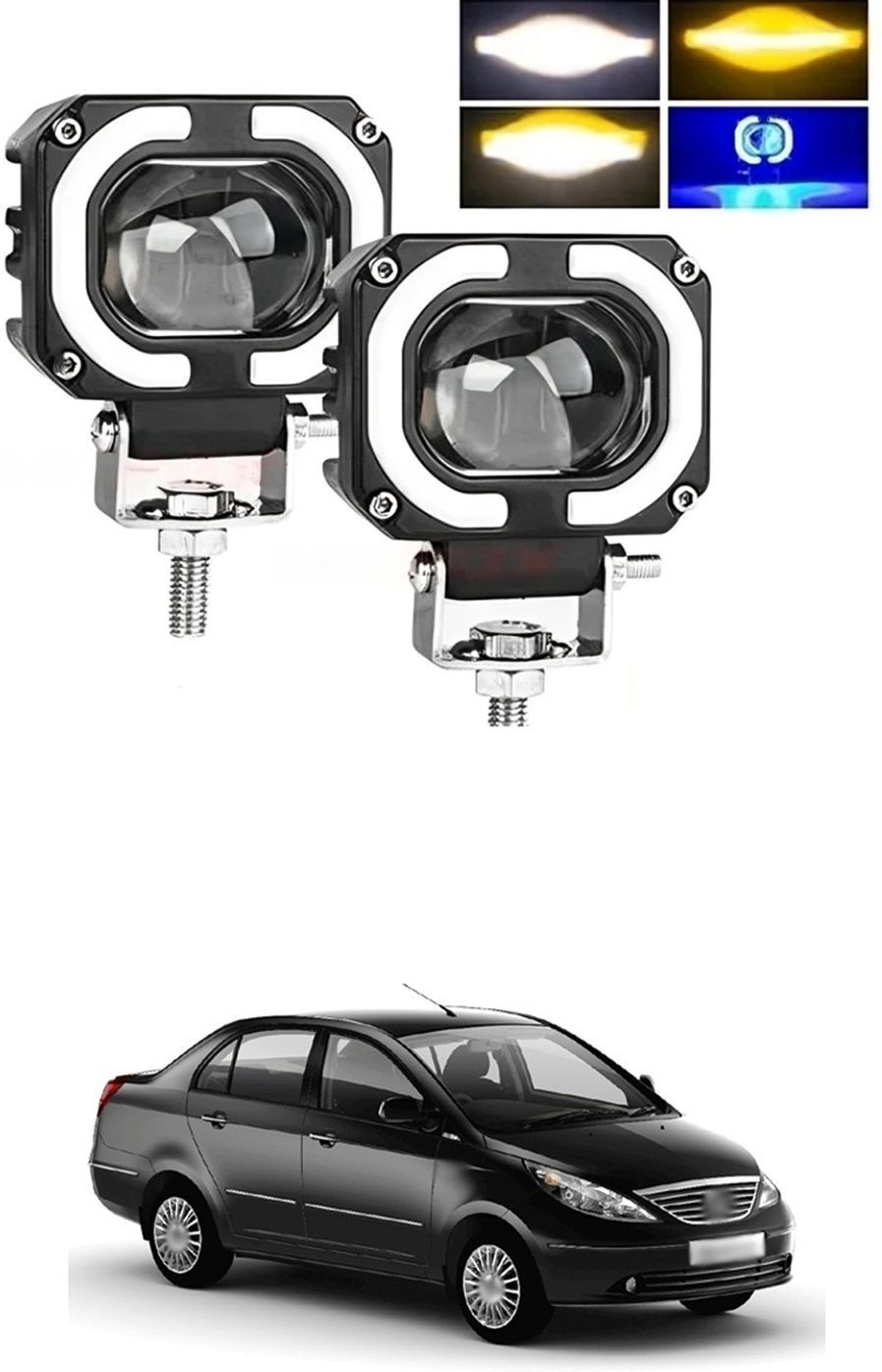 Fog Headlight Light Offroad Truck Angel Eye LED Portable Spotlights Driving s74 Car Fancy Lights-image-1