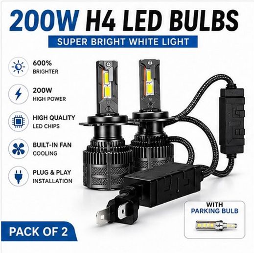 H4 LED Headlight Bulb Crystal White Super Bright Pack of 2 X24 Car Fancy Lights-image-45