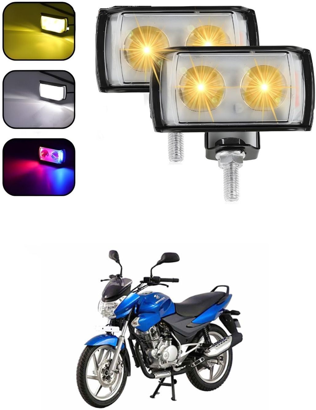 universal mini double lens fog light with yellow & white flashing light sg146 side marker car, motorbike led for hero (12 v, 40 w)