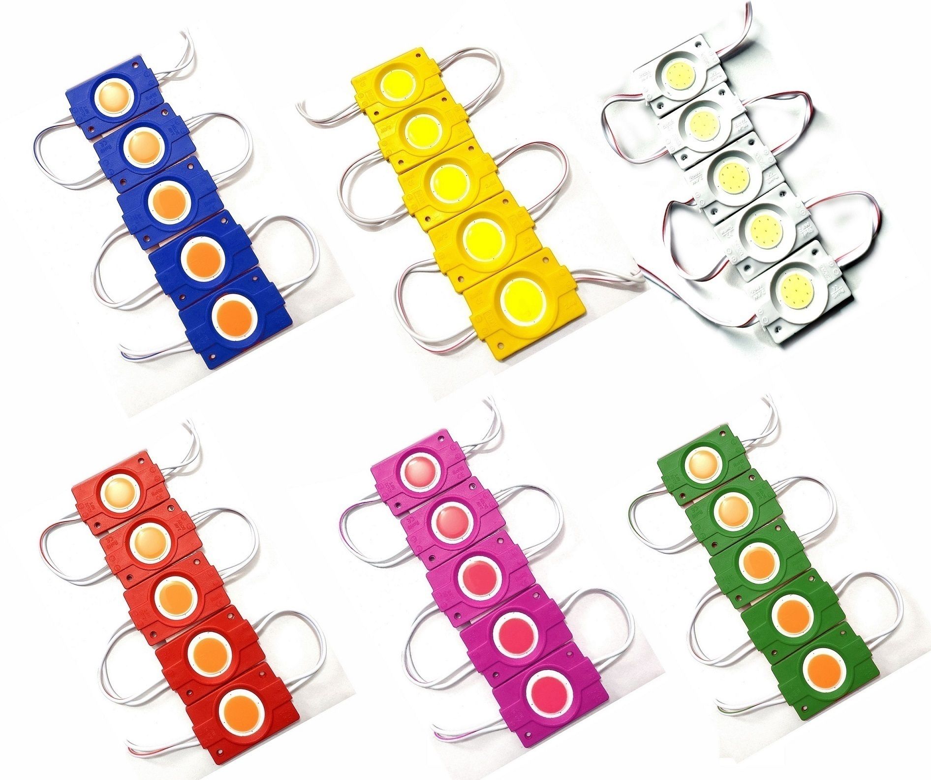 (5 Pc Each Red Green Blue Yellow White Pink) 30 Pcs 12V DC Coin LED Light Module Car Fancy Lights-image-43
