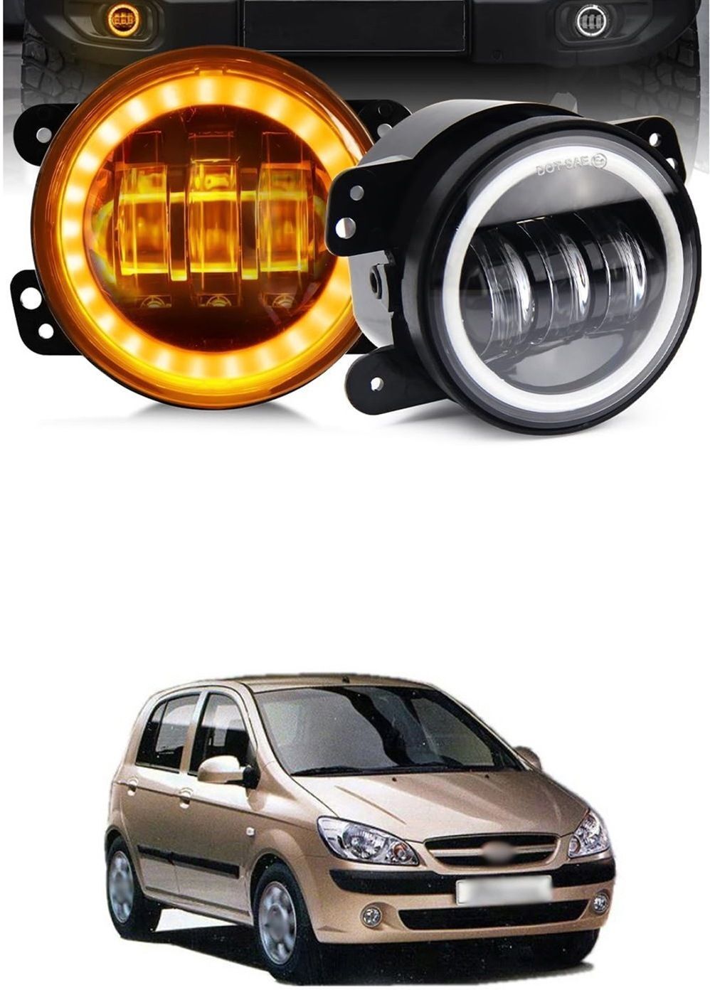Universal 4 inch White Amber Ring DRL Fog Light Round Light LED Fog Lamp sg181 Car Fancy Lights-image-23