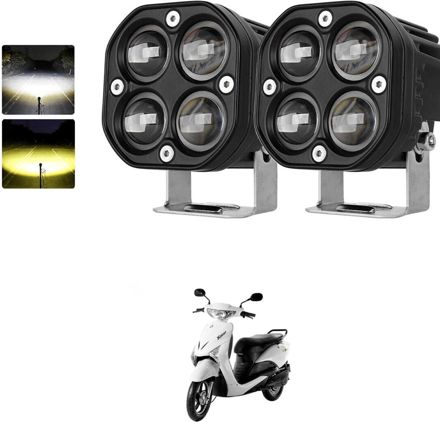 Universal 2Pcs 3Inch 40W LED Driving Fog Lights Amber+White Bumper Lights SG13 Car Fancy Lights-image-4