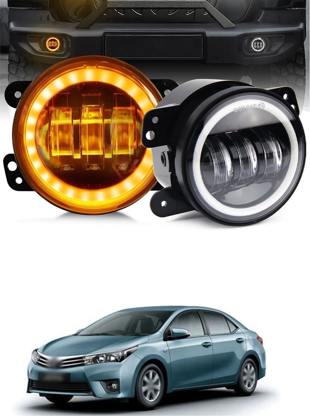 Universal 4 inch White Amber Ring DRL Fog Light Round Light LED Fog Lamp sg21 Car Fancy Lights-image-22