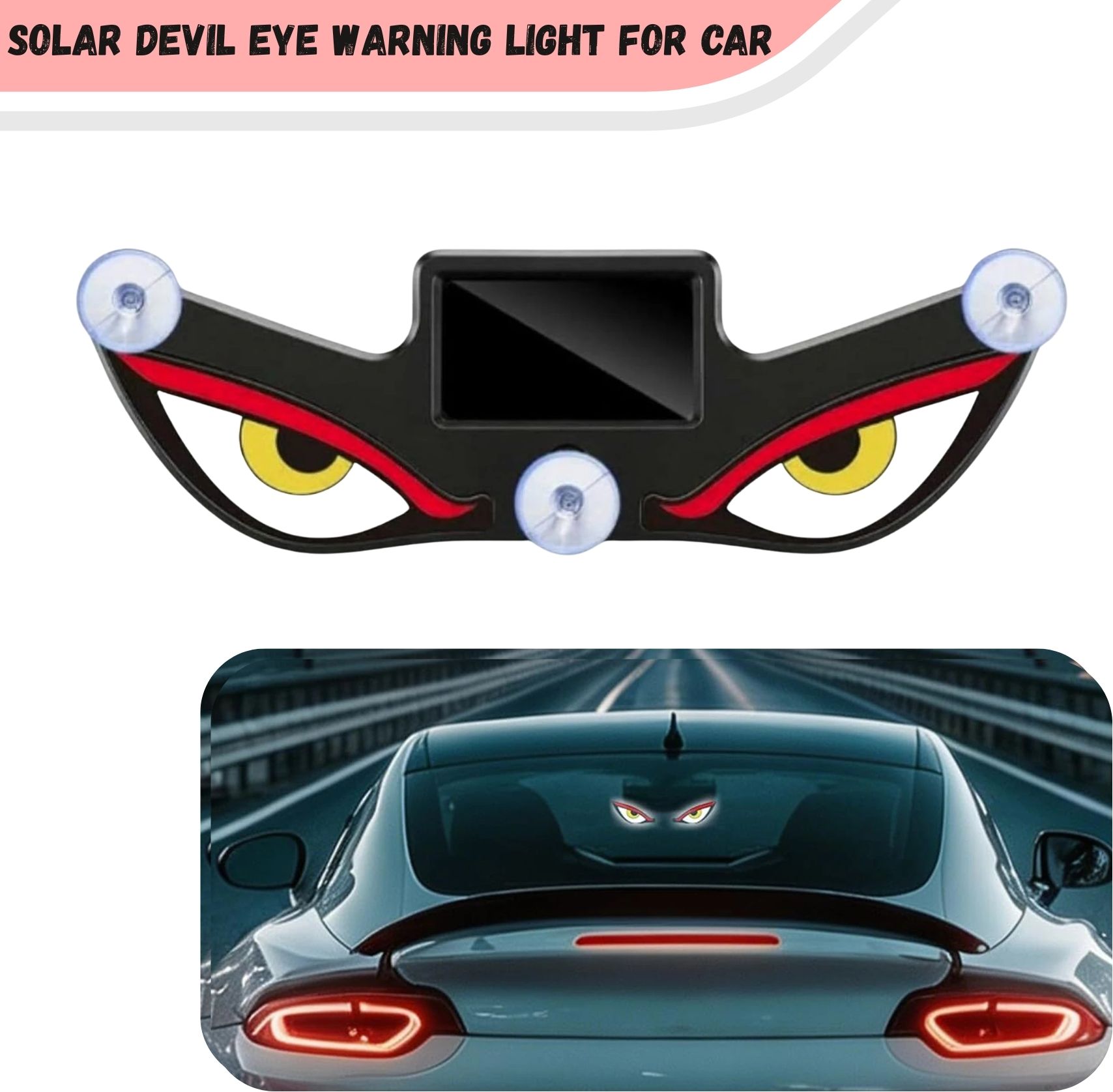autohulk A7 Solar Devil Eye Car Rear Window Light Triangle Shape Energy LED Warning Light Car Fancy Lights-picture-9