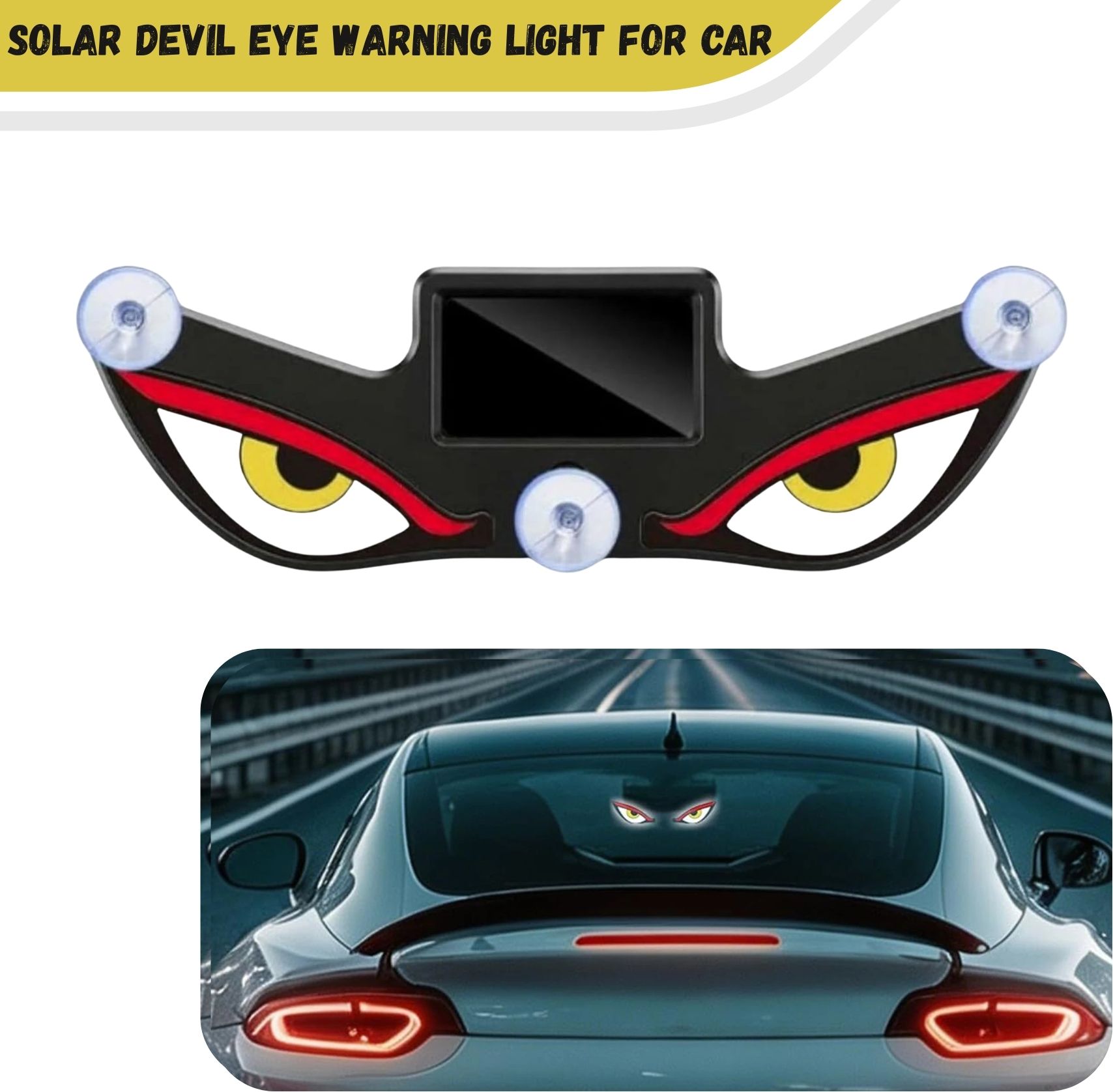 autohulk A2 Solar Devil Eye Car Rear Window Light Triangle Shape Energy LED Warning Light Car Fancy Lights-picture-10