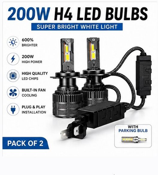 H4 LED Headlight Bulb Crystal White Super Bright Pack of 2 X4 Car Fancy Lights-image-48