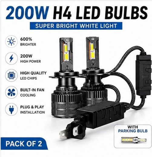 H4 LED Headlight Bulb Crystal White Super Bright Pack of 2 X49 Car Fancy Lights-image-42