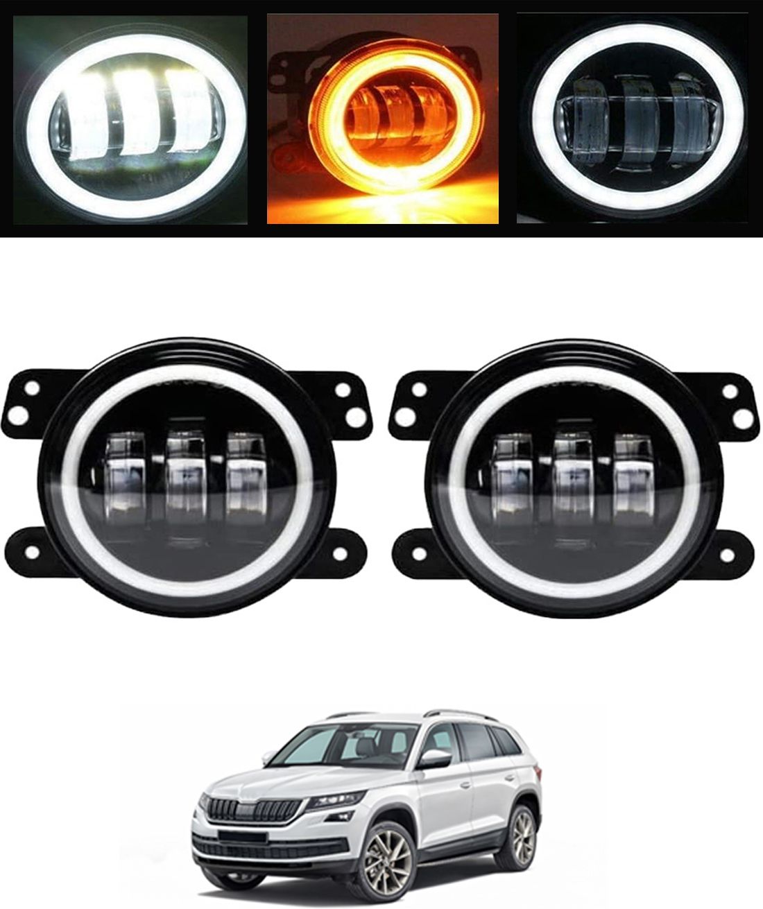Stylish LED Coco Ring Superior Brightness Dual-Color Fog Light For vehicle-164 Car Fancy Lights-image-9