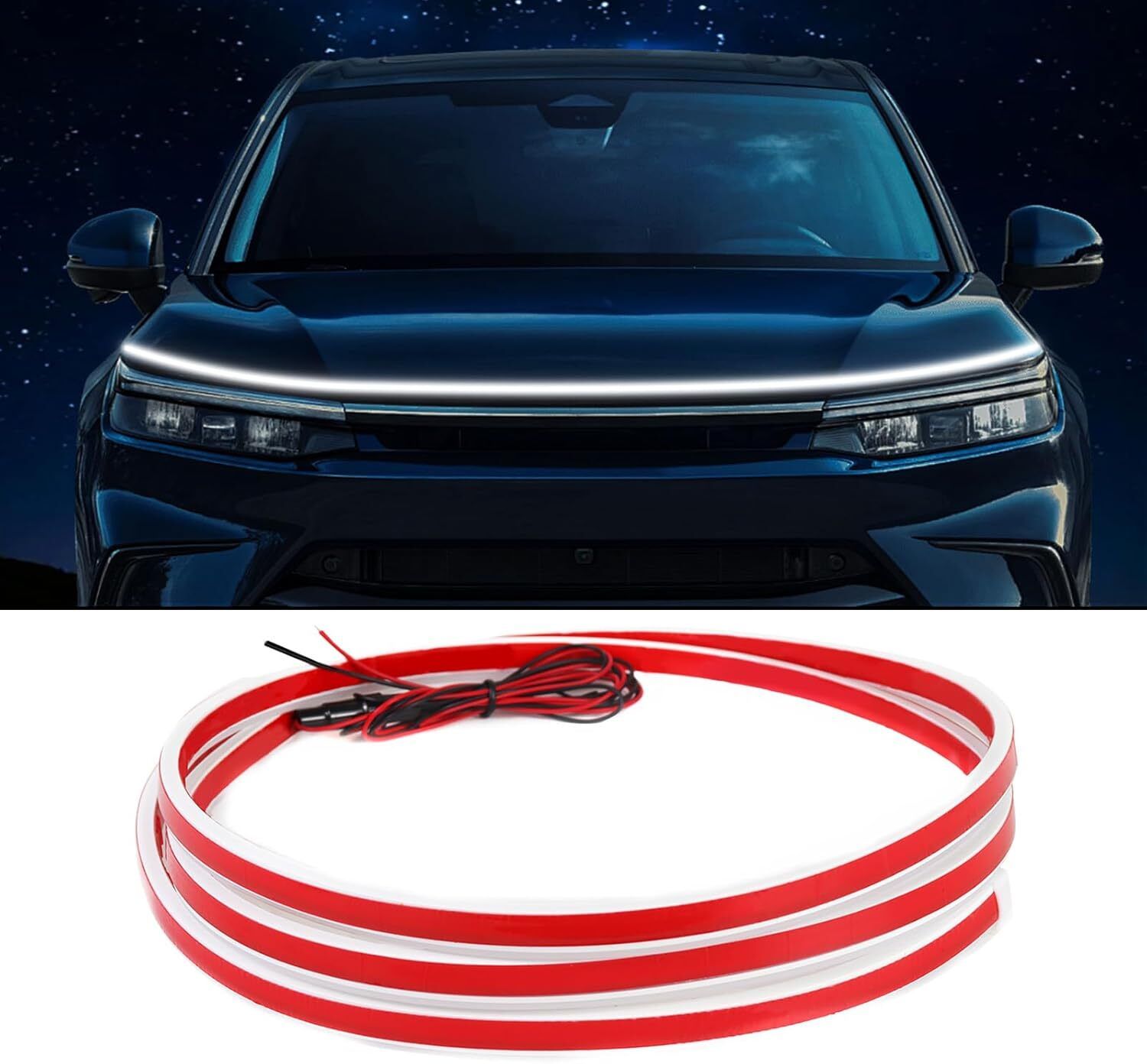 59 Inch LED Car Hood Light Strip, Exterior Flexible Daytime Running Light Strip Car Fancy Lights-image-39