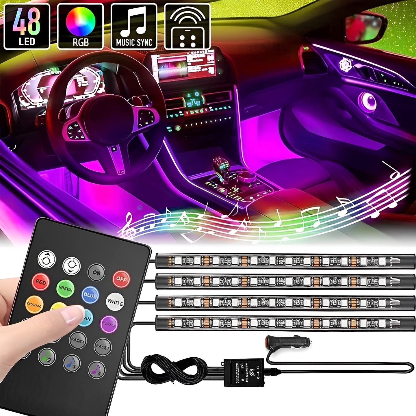 Atmosphere Interior Light Under Dashboard with Remote Universal for All Cars Car Fancy Lights-image-29