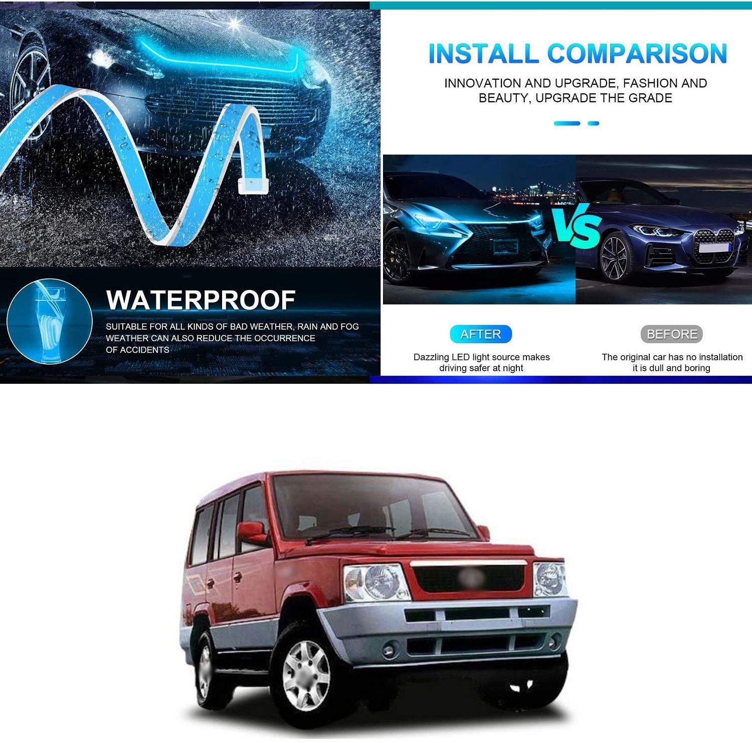 Car Fancy Reflector LED Bar Flexible Car Hood Strip Light 484 Car Reflector Light-image-23