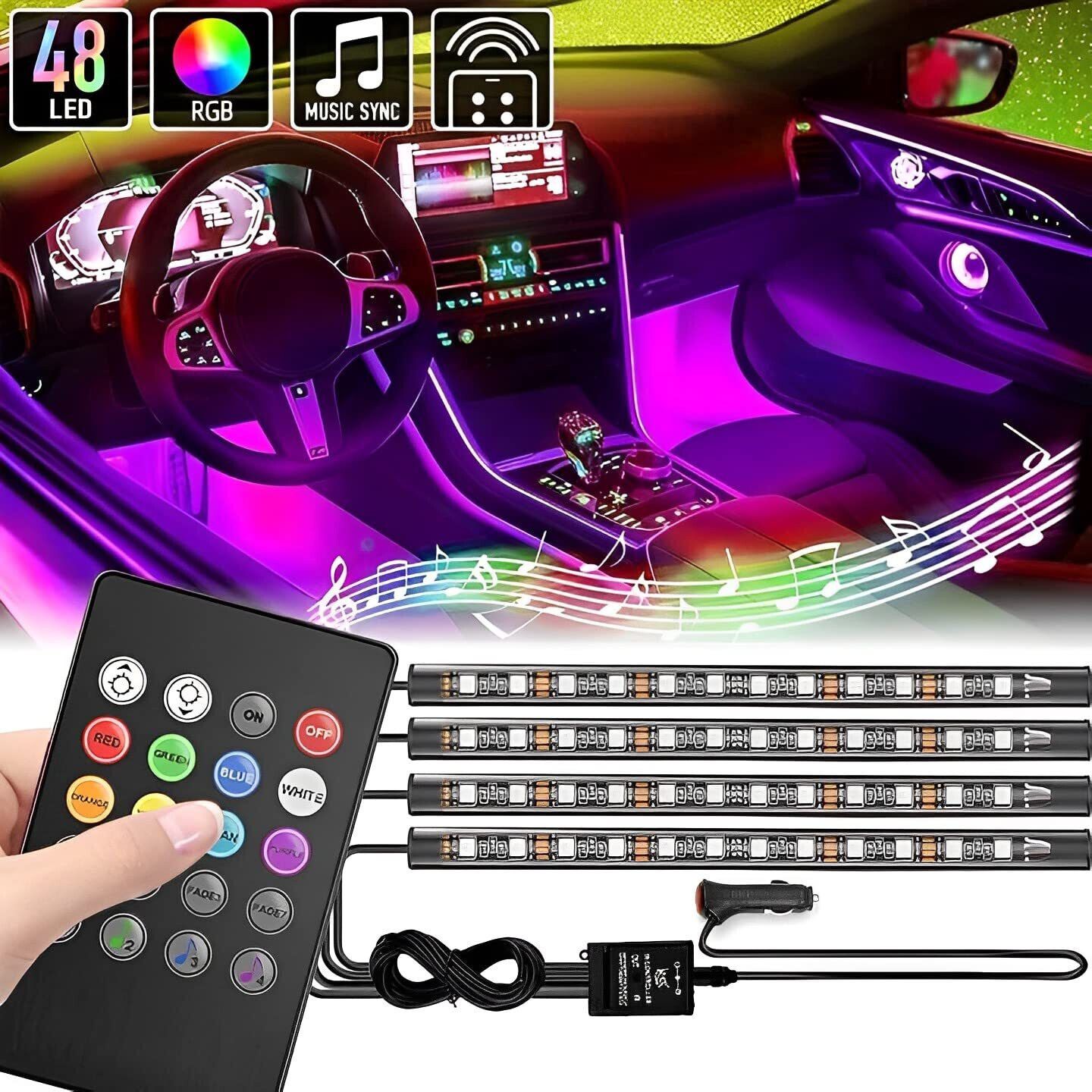Atmosphere Interior Light Under Dashboard with Remote Car Fancy Lights-image-8