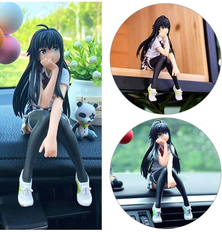 1Pc Car Dashboard Marvel Anime Girl Yukino Yukinoshita Seat sad Girl Car Flywheel-image-12