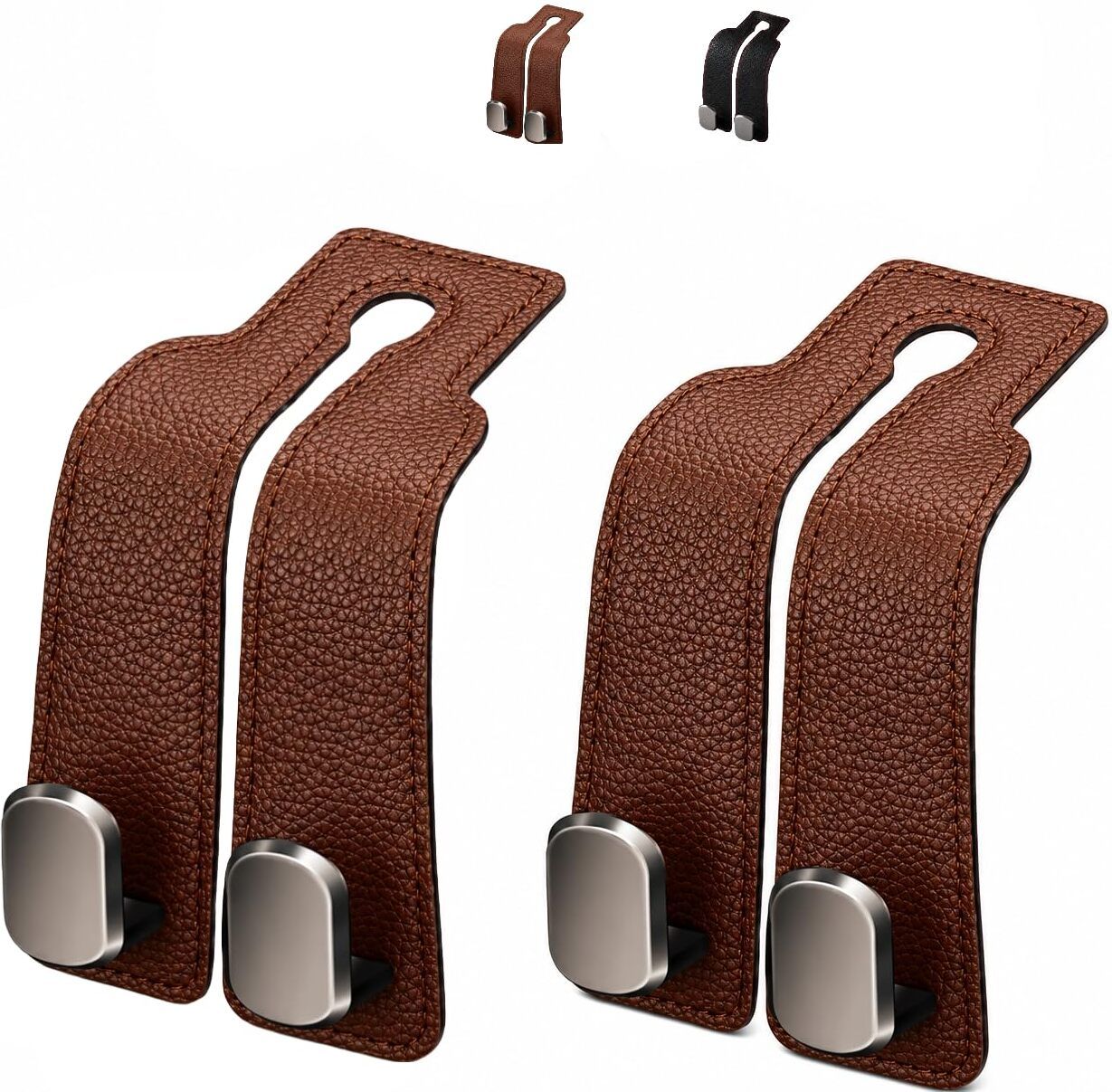 khoessen Premium Leather Car Headrest Hook Pack of 2 Car Storage Bag-picture-37