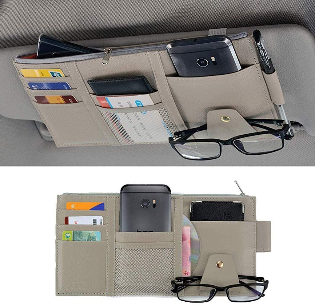 Car Sun Visor Organizer Sunglas Pen Card Document etc Multi Pocket Storag Holder Car Multi Pocket-image-18