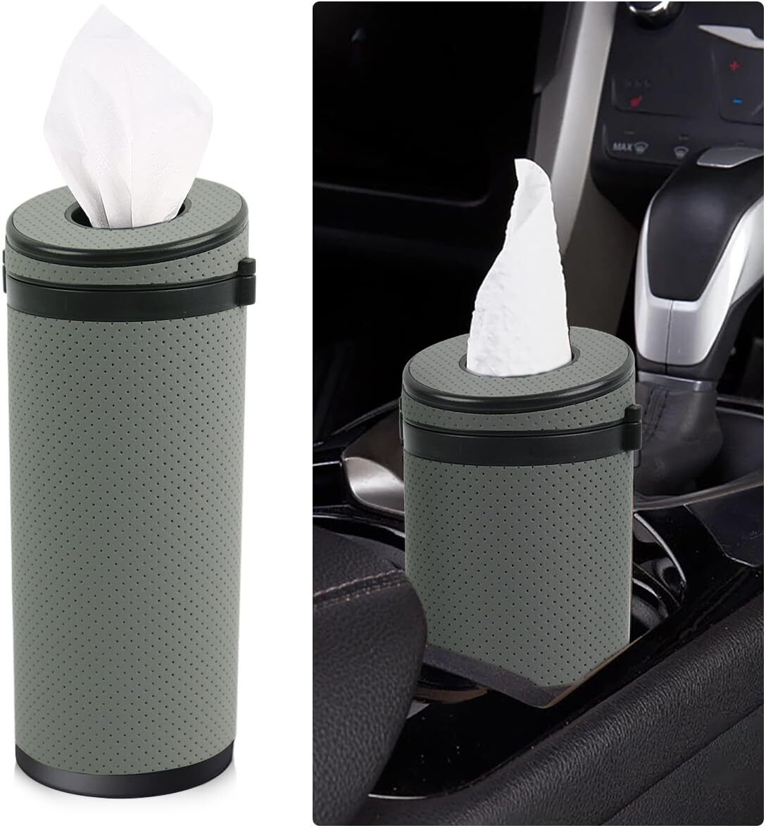 Leather Tissue Tube Holder for Car Office and Bathroom Use Vehicle Tissue Dispenser-image-15