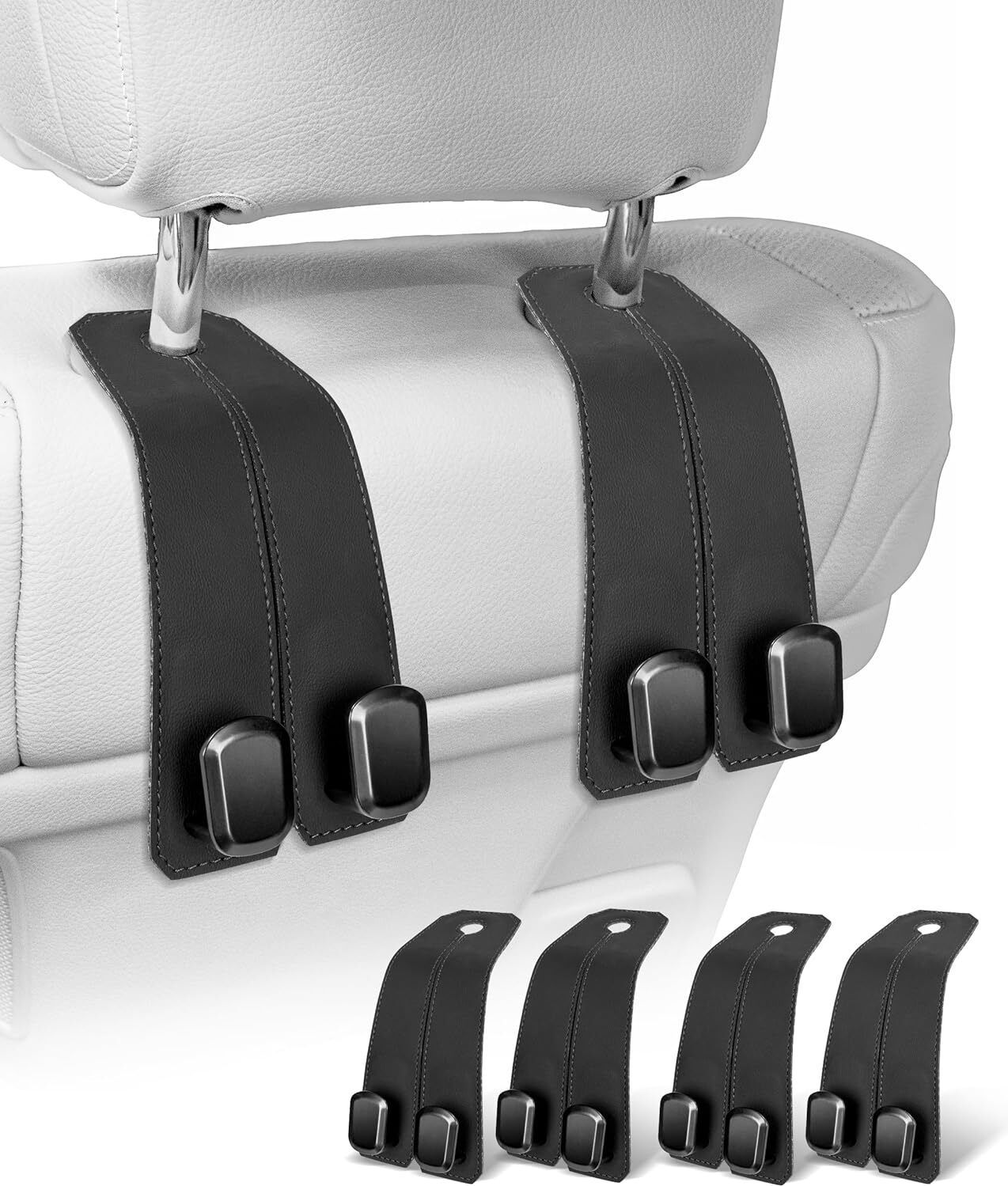 4 Pcs Leather Car Bag Purse Holder With Double Metal Hooks For Handbags Car Side Seat Catcher-image-37