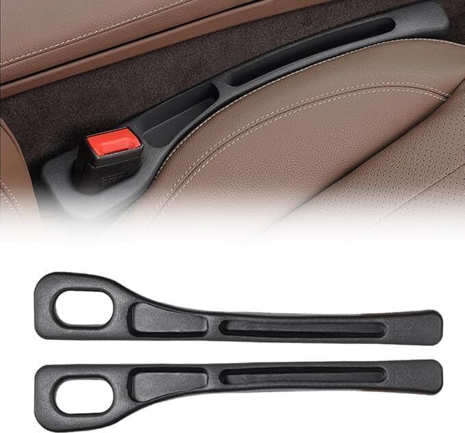 2X Generic Car Seat Gap Filler Organizer PU Leather Side Storage Box Black Car Side Seat Catcher