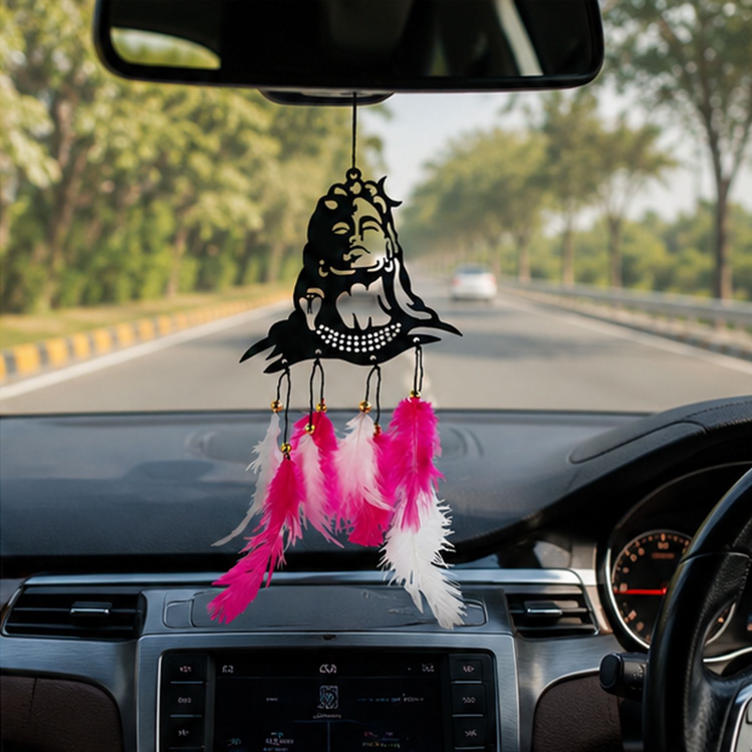 Mahadev Car Rear View Mirror Hanger Decorative Feather Hanging Car Accessory Car Hanging Ornament-image-42