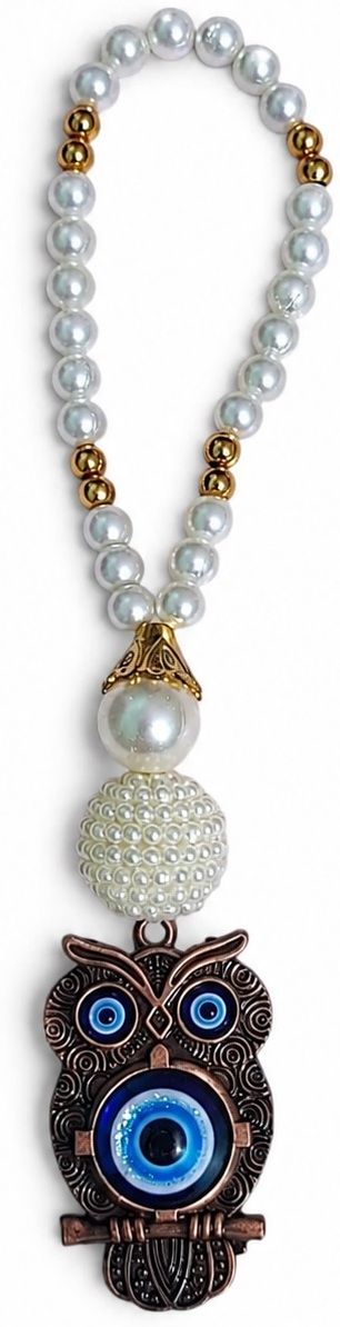 adhvik Evil Eye Lucky Charm Owl Beads Metal Hanging for Office Wall Home Décor Car Hanging Ornament-picture-1