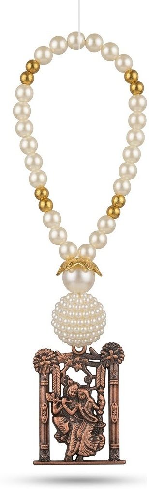 adhvik Radha Krishna Beads Metal Hanging Elegant Pearl Design for Home Entrance Door Car Hanging Ornament-picture-0