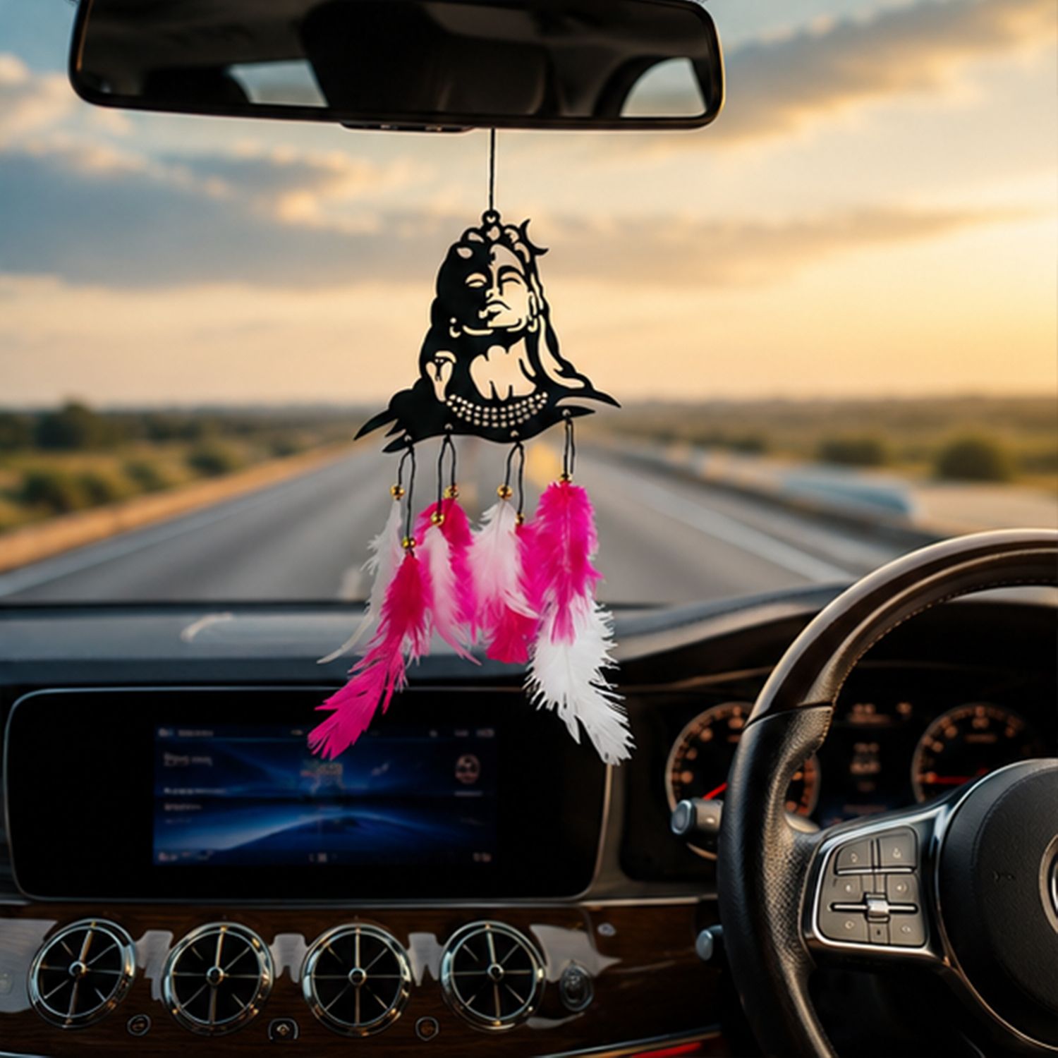 Shiva Car Rear View Mirror Decor Hanging Feather Ornament Lucky Car Hanger Car Hanging Ornament-image-31