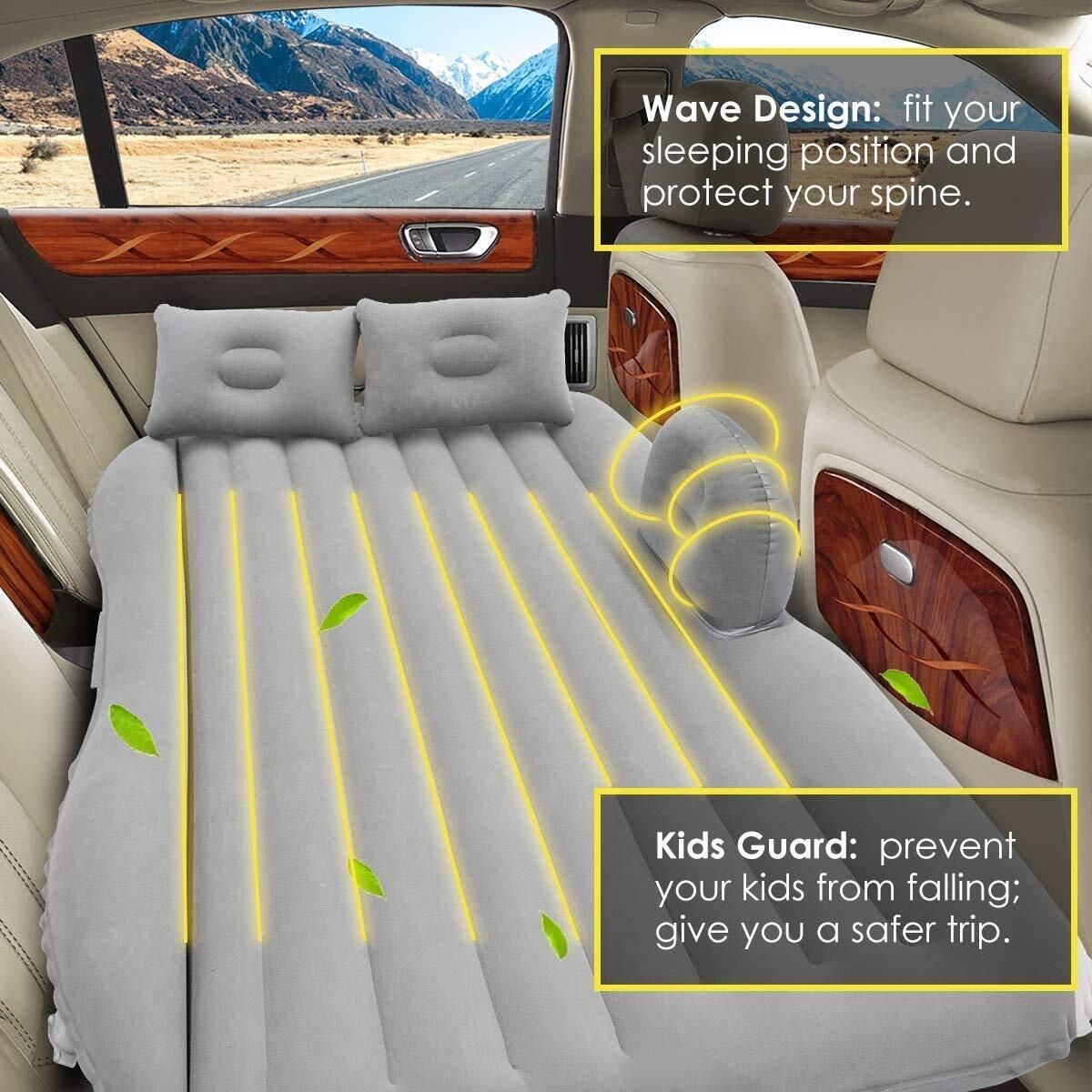 viraan Grey Inflatable Car Mattress with Pump for Camping and Road Trips Car Inflatable Bed-picture-23