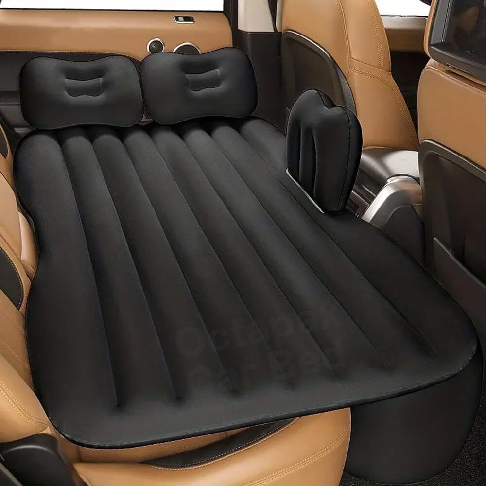 Black Carbed Universal Inflatable Car Air Mattress with PVC Portable Back Seat Car Bed(Black) Car Inflatable Bed-image-49