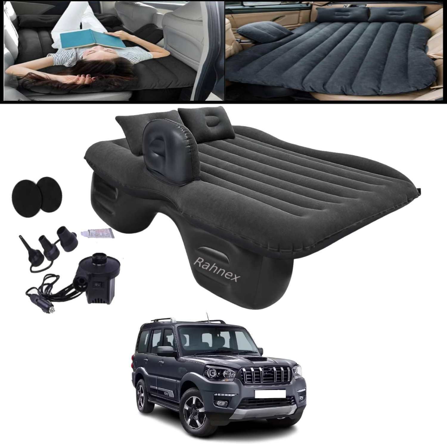 Car Bed Mattress Inflatable Back Seat Air Bed with Pump Black for Scorpio 2018 Universal Inflatable Car Bed Mattress Back Seat Air Bed Black-225 Car Inflatable Bed-image-37