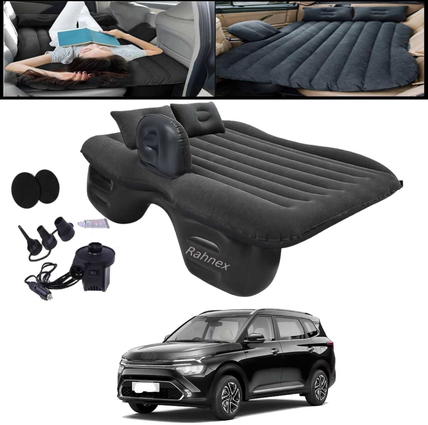 Car Bed Mattress Inflatable Back Seat Air Bed with Pump Black for Carens 2023 Universal Inflatable Car Bed Mattress Back Seat Air Bed Black-62 Car Inflatable Bed-image-16