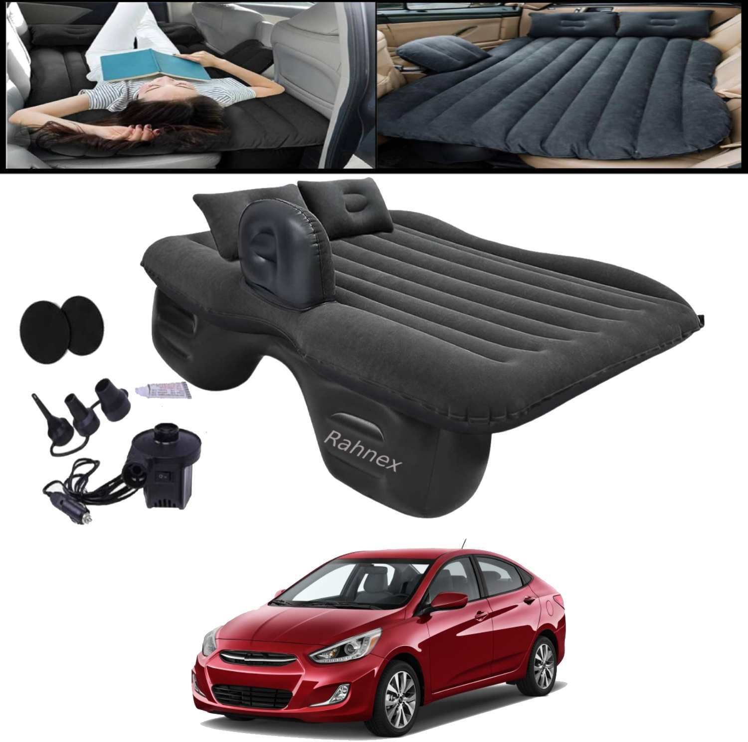 Car Bed Mattress Inflatable Back Seat Air Bed with Pump Black for Accent 2015 Universal Inflatable Car Bed Mattress Back Seat Air Bed Black-03 Car Inflatable Bed-image-38