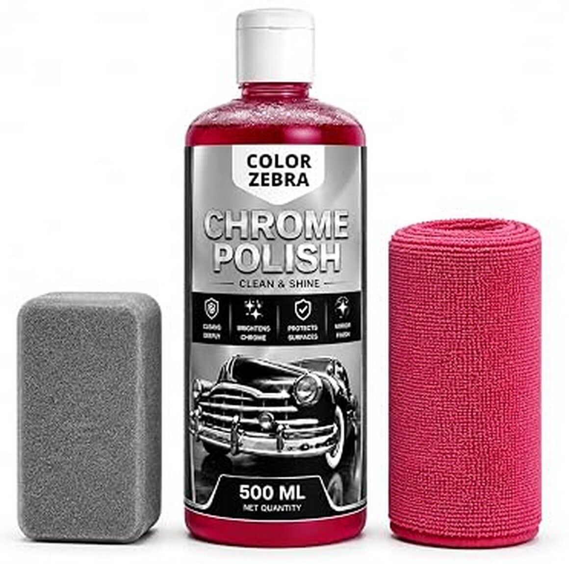 color zebra Chrome Polish 500 mL (Kit)| Clean & Mirror Finish Combo-picture-37