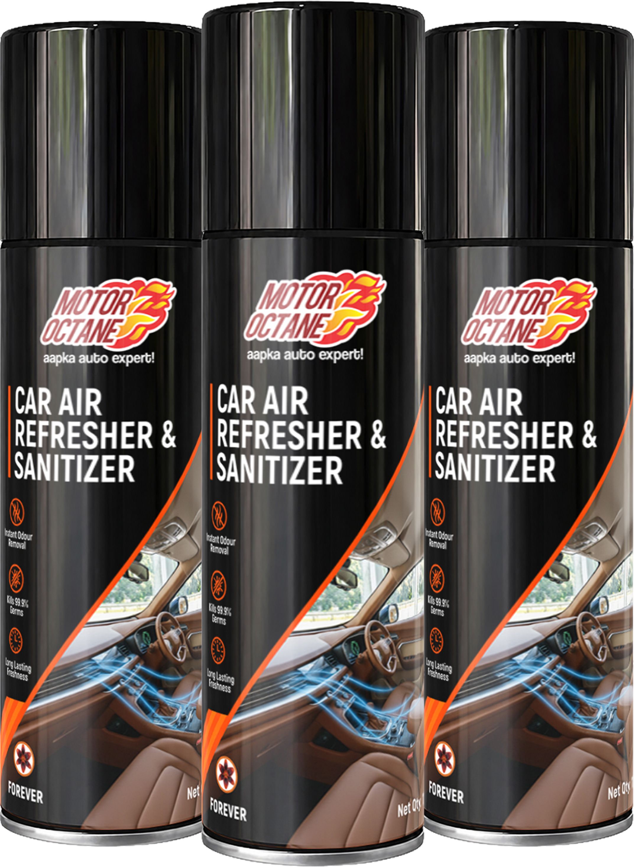 motoroctane Car Air Refresher & Sanitizer Spray AC Disinfectant, Sanitizes Cabin, New Car Smell - Forever Fragrance (Pack of 3) Vehicle Interior Cleaner-picture-19