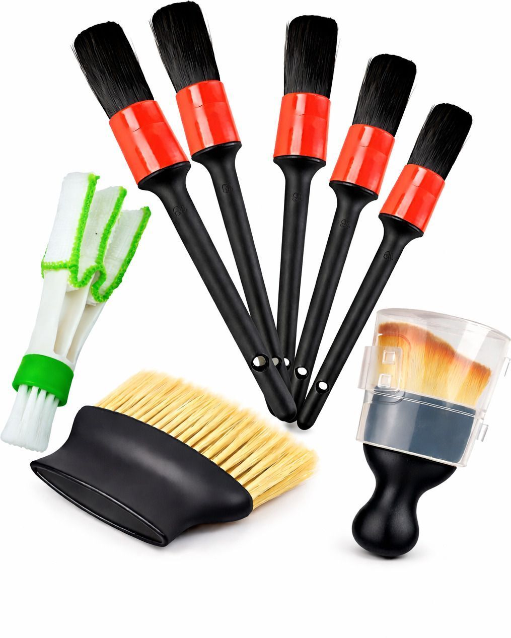 decozare 8 Pcs Car Interior Cleaning Brush Kit for AC Vent, Dashboard & Detailing Car Interior Detailing Brush Kit 8 Pcs | AC Vent, Dashboard & Cleaning Brushes Vehicle Interior Cleaner-picture-24