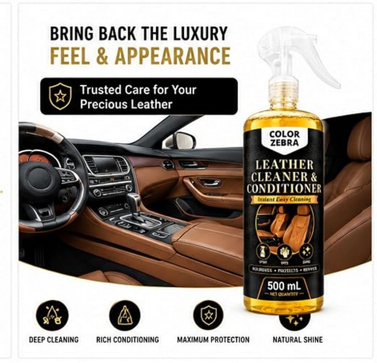 Leather Cleaner & Conditioner Seats, Shoes, Bags & Jackets - 500 mL KIT B0H7YTXLQT Vehicle Interior Cleaner-image-40
