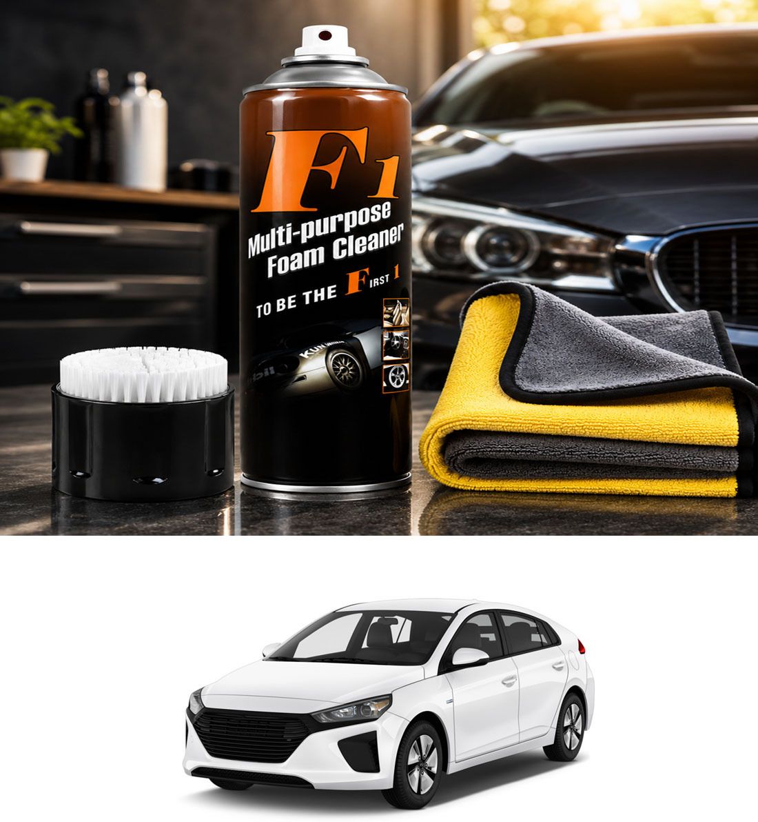 Car Multipurpose Microfiber Towel & Foam Cleaner Combo Interior & Exterior 169 Cleaning Kit for Car, Bike & Home, office, car seat, car tyre etc 169 Vehicle Interior Cleaner-image-2