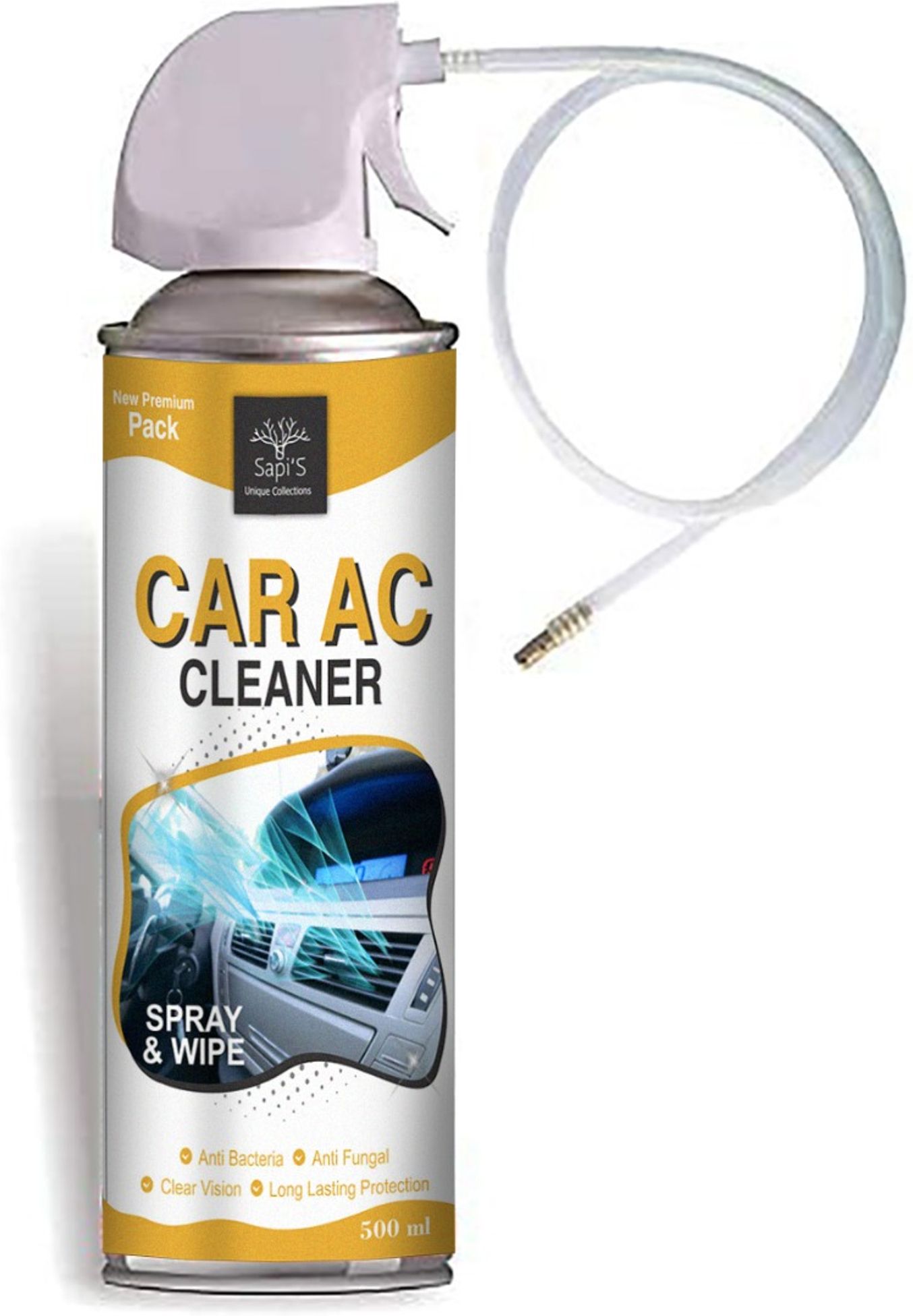sapi's Car AC Vent & Duct Cleaner Odour Neutralizer Spray Form with Long No-sal Pipe Foam Vehicle Glass Cleaner-picture-0