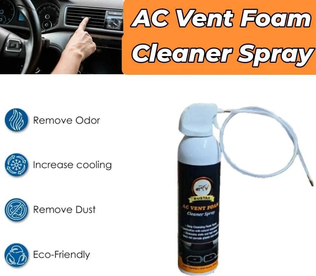 Car AC Vent & Duct/Dust Cleaner Foam Spray with Long Nozel Pipe |Removes Dust And Mould from AC | Vehicle Interior Cleaner