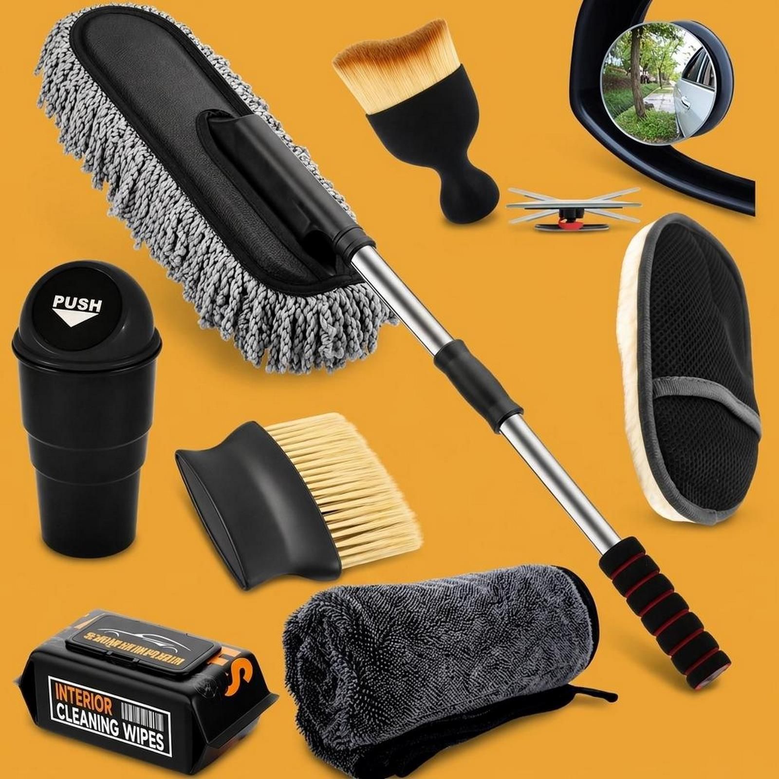 8 In 1-Duster, Big Brush, Brush, Towel, Cleaning Gloves, Wipe, Car Dustbin-O Combo-image-41