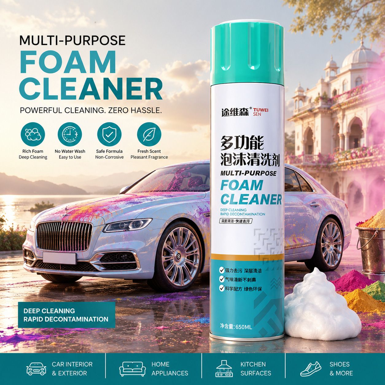 All Purpose Foam Cleaner 650ml FOAM650 Vehicle Interior Cleaner-image-26