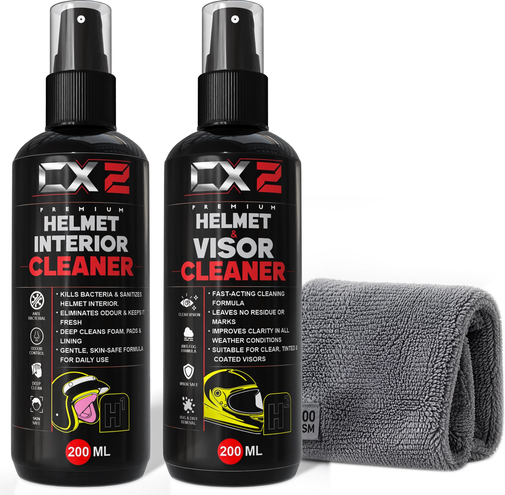 Anti Bacterial Spray for H1 Helmet Interior and H2 Exterior Cleaner Kit Quick Dry Formula, Removes Sweat & Smell, Helmet Cleaning Liquid for Helmets Vehicle Interior Cleaner-image-5