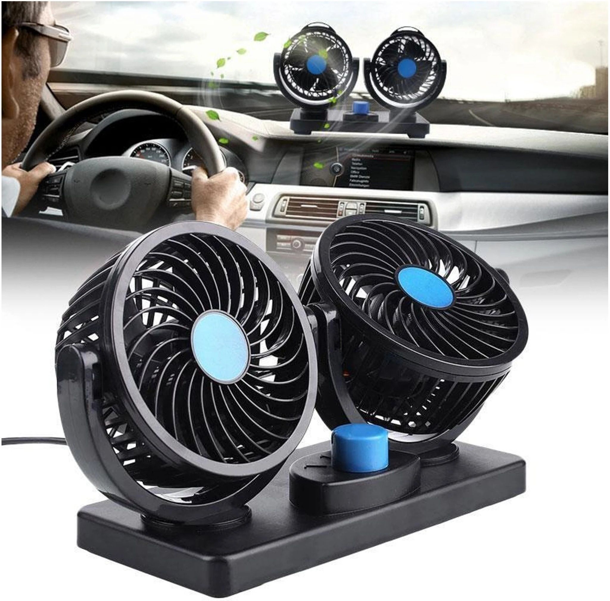 hrs brothers Car Fan 12V 360 Head 2 Speed Quiet Strong for All Auto Vehicles-Y4V38 Car Interior Fan-picture-38
