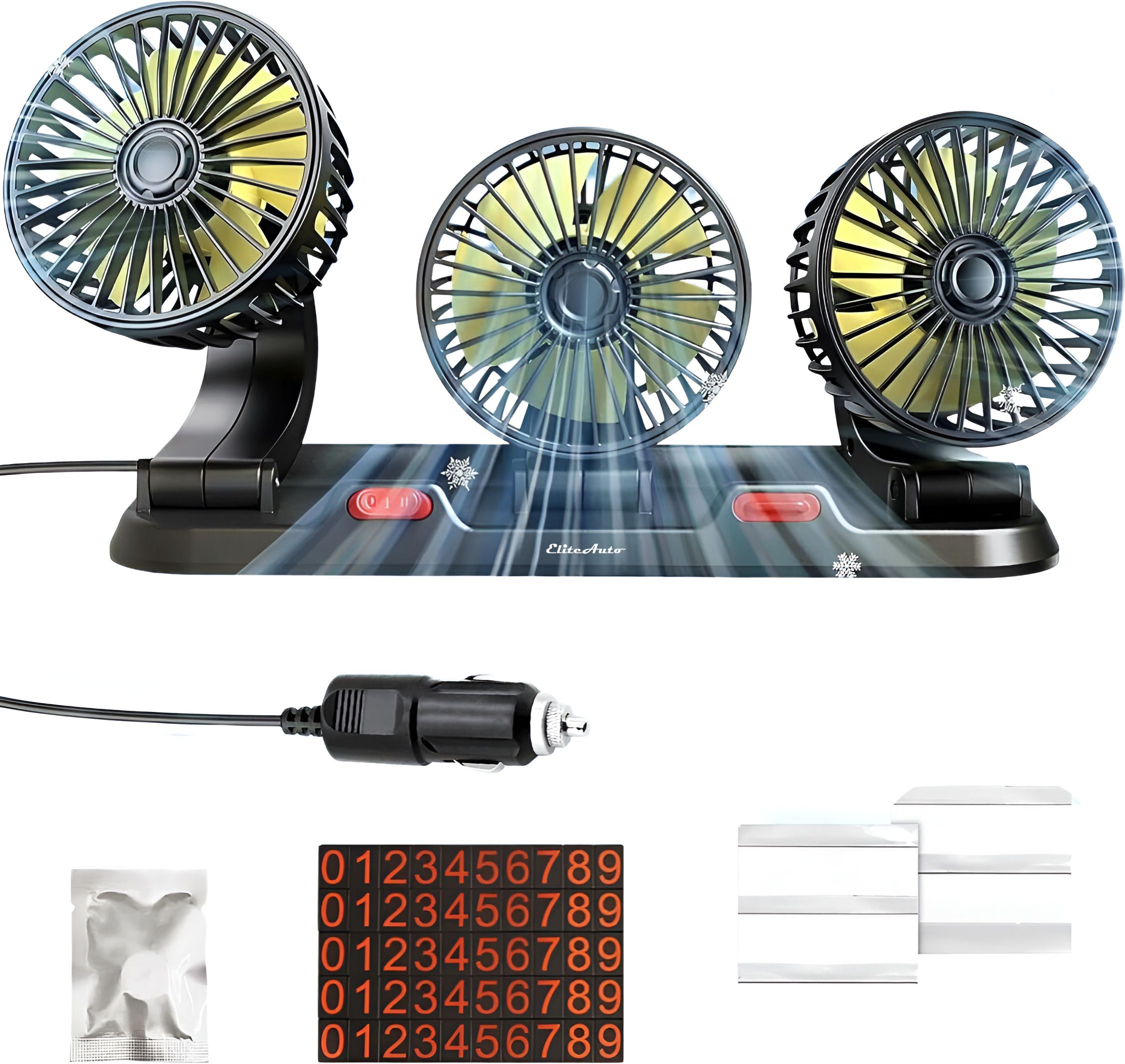 high speed moveable triple head Car Cooling Fan 12V With 360 Degree 2 Speed, Car Interior Fan-image-40