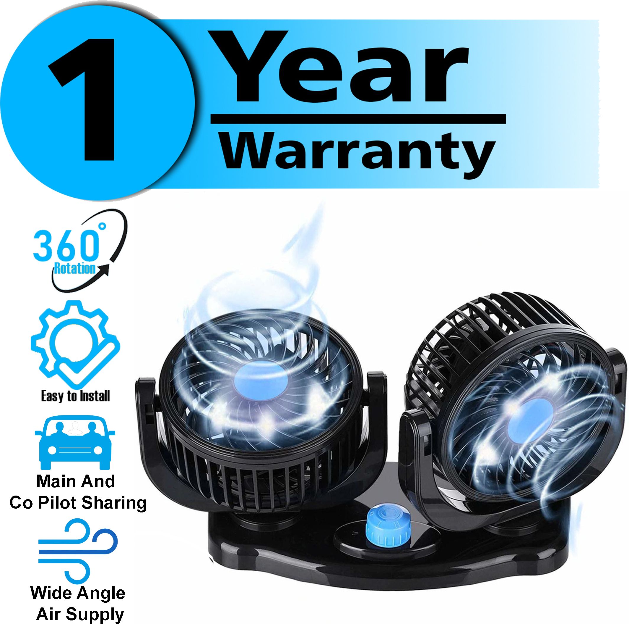 rhtdm Car Fan 12V 360 Head 2 Speed Quiet Strong for All Auto Vehicles-115 Car Interior Fan-picture-10