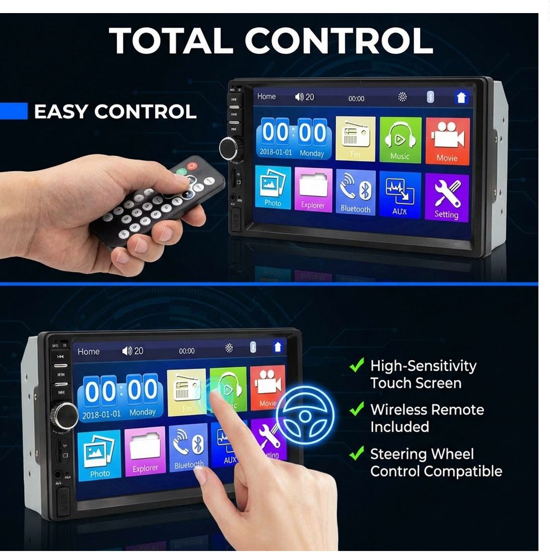 7" Touch VIDEO Pro+ Bluetooth/USB/Remote/Phone Charging - Diamond H1457 Car Stereo-image-14