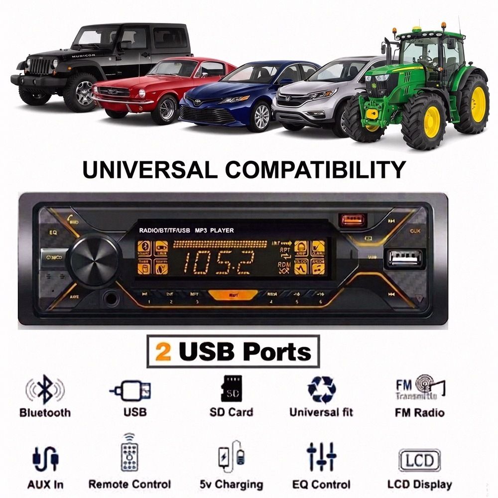 DUAL USB Pro+ Bluetooth Wireless Music System/USB/Remote/Phone Charging AS1226 Car Stereo-image-36
