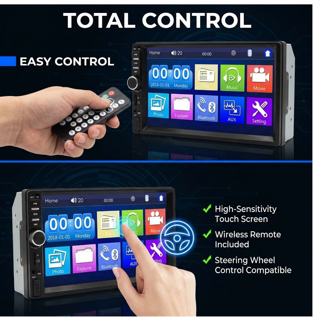 prokonai 7" Touch VIDEO Pro+ Bluetooth/USB/Remote/Phone Charging - Diamond H0729 Car Stereo-picture-3